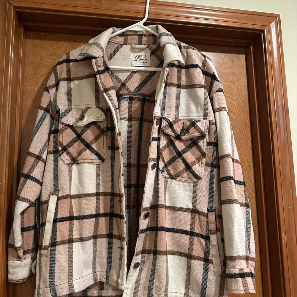 Ashley By 26 International Plaid Jacket in Cream and Brown